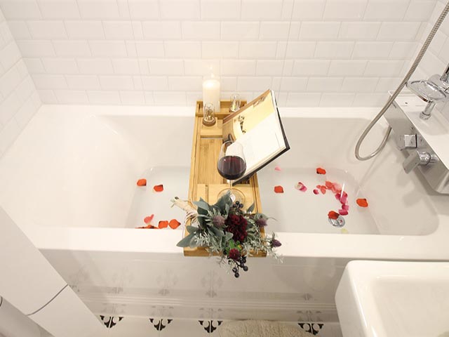 Take a luxurious bath as part of home self care routine