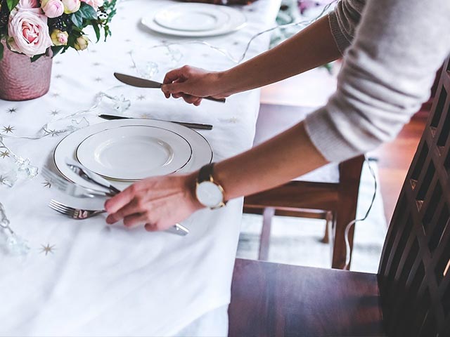 Set the table and enjoy a homemade meal during your home self care routine